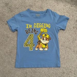4th Birthday Paw Patrol Tshirt with Rubble